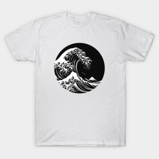 The Great Wave off Kanagawa (Monochrome) - Japanese T-Shirt